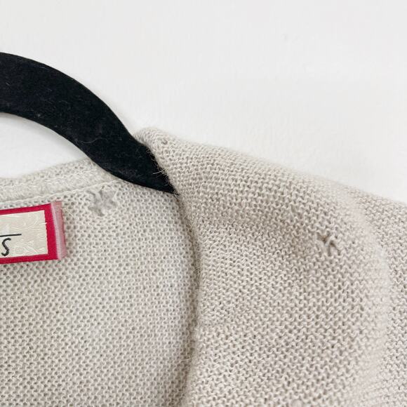 Beyond Threads Wool Alpaca Ruffle Cardigan Sweater Large L Cream Bell Cuff Women - Picture 9 of 12